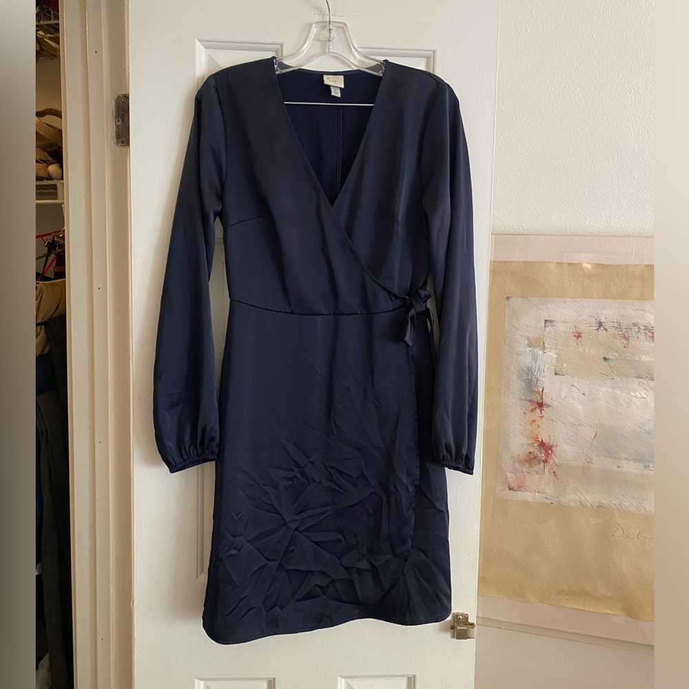 a new day Navy Silk Wrap Dress